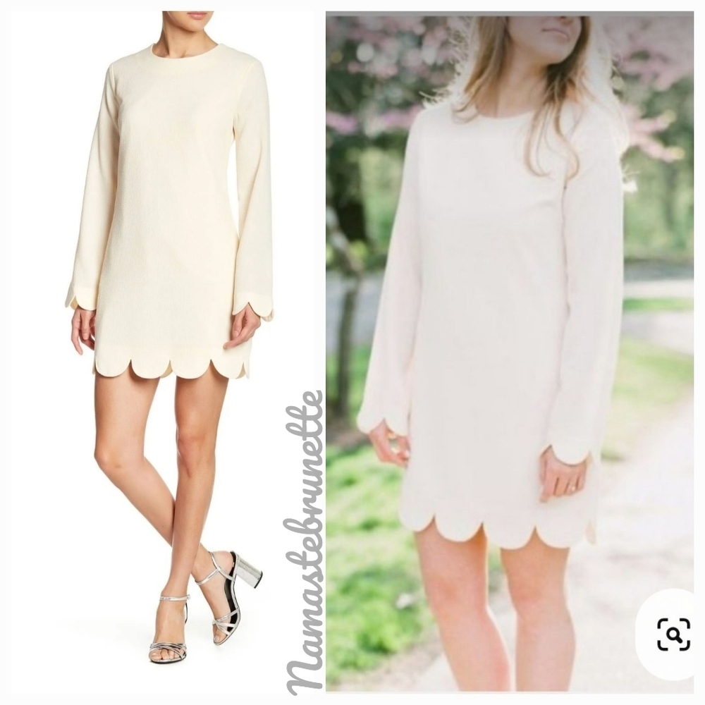 NWT Anthropologie Scalloped Hem Long Sleeve Midi Dress